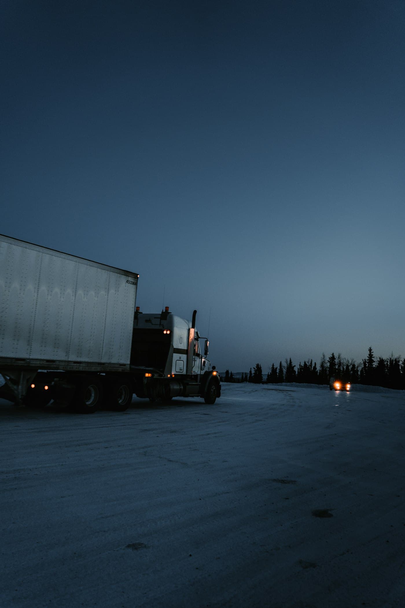 MVM Logistics semi truck at dusk