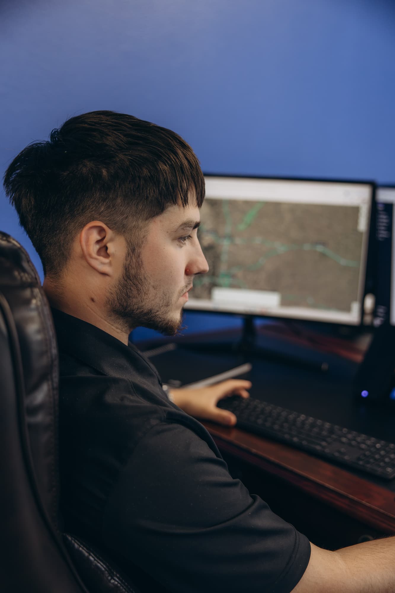 A dispatcher planning a route on screen